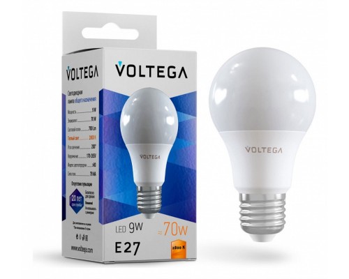 Лампа светодиодная Voltega General purpose bulb 9W E27 9Вт 2800K 8343