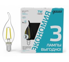 Лампа светодиодная Gauss Filament E14 7Вт 4100K 104901207T