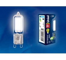 Лампа светодиодная Uniel LED-JCD G9 4Вт 4000K LED-JCD-4W/NW/G9/CL GLZ01TR картон