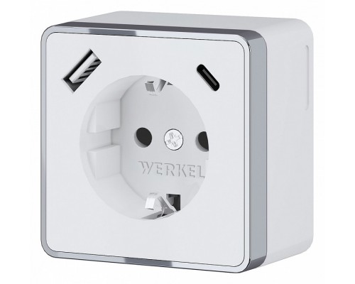 Розетка с заземлением и со шторками и USB Werkel Gallant (белая) W5071701