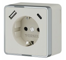 Розетка с заземлением и со шторками и USB Werkel Gallant слоновая кость W5071703