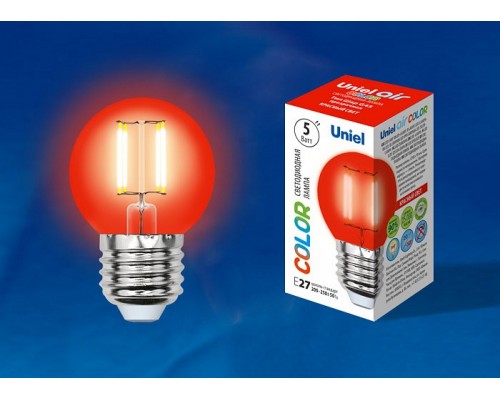 Лампа светодиодная Uniel Air Color E27 5Вт K LED-G45-5W/RED/E27 GLA02RD картон