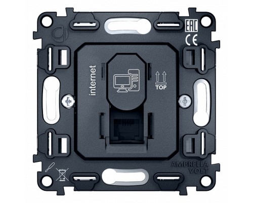 Механизм розетки Ethernet RJ-45 со шторкам Ambrella Volt Quant VM188