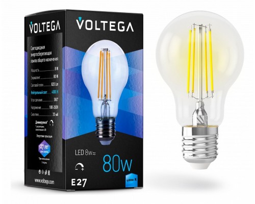 Лампа светодиодная Voltega General Purpose Bulb E27 8Вт 4000K VG10-А1E27cold8W-FD