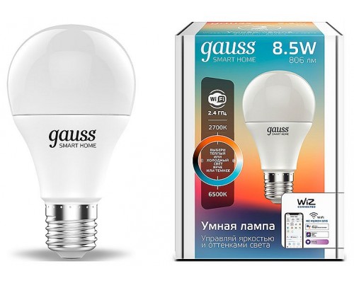 Лампа светодиодная Gauss Smart Home E27 8.5Вт 2700-6500K 1130112