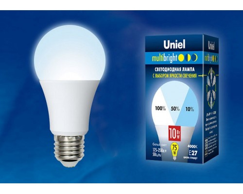 Лампа светодиодная Uniel A60 E27 10Вт 4000K LED-A60-10W/NW/E27/FR/MB PLM11WH картон