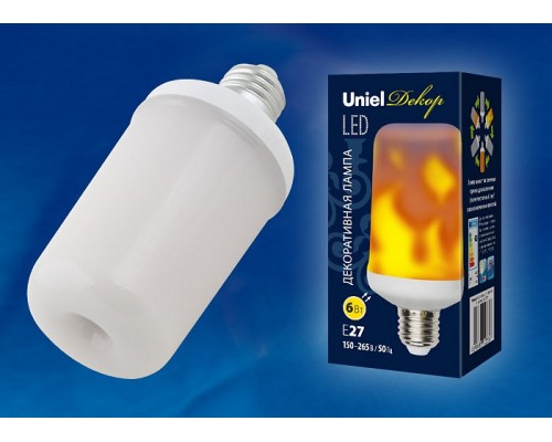 Лампа светодиодная Uniel Flame E27 6Вт K LED-L60-6W/FLAME/E27/FR PLD01WH