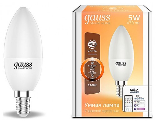 Лампа светодиодная Gauss Smart Home E14 5Вт 2700K 1100112