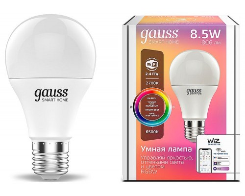 Лампа светодиодная Gauss Smart Home E27 8.5Вт 2700-6500K 1170112